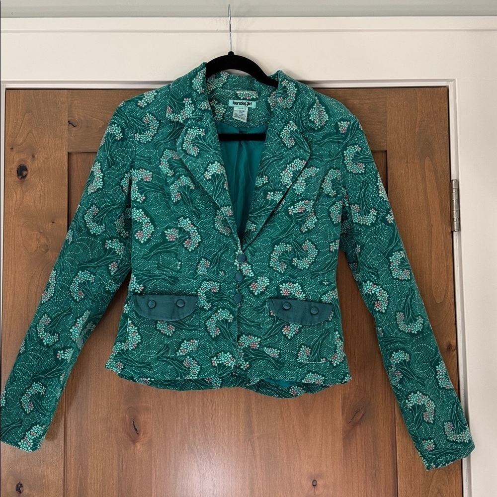 Vintage Velvet Floral Jacket blazer Womens S satin patch pockets Y2K 90’s fairy